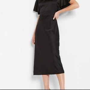 Express XL women’s midi satin dress in black